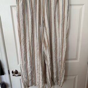 Time and Tru Striped Beige and White Straight Leg